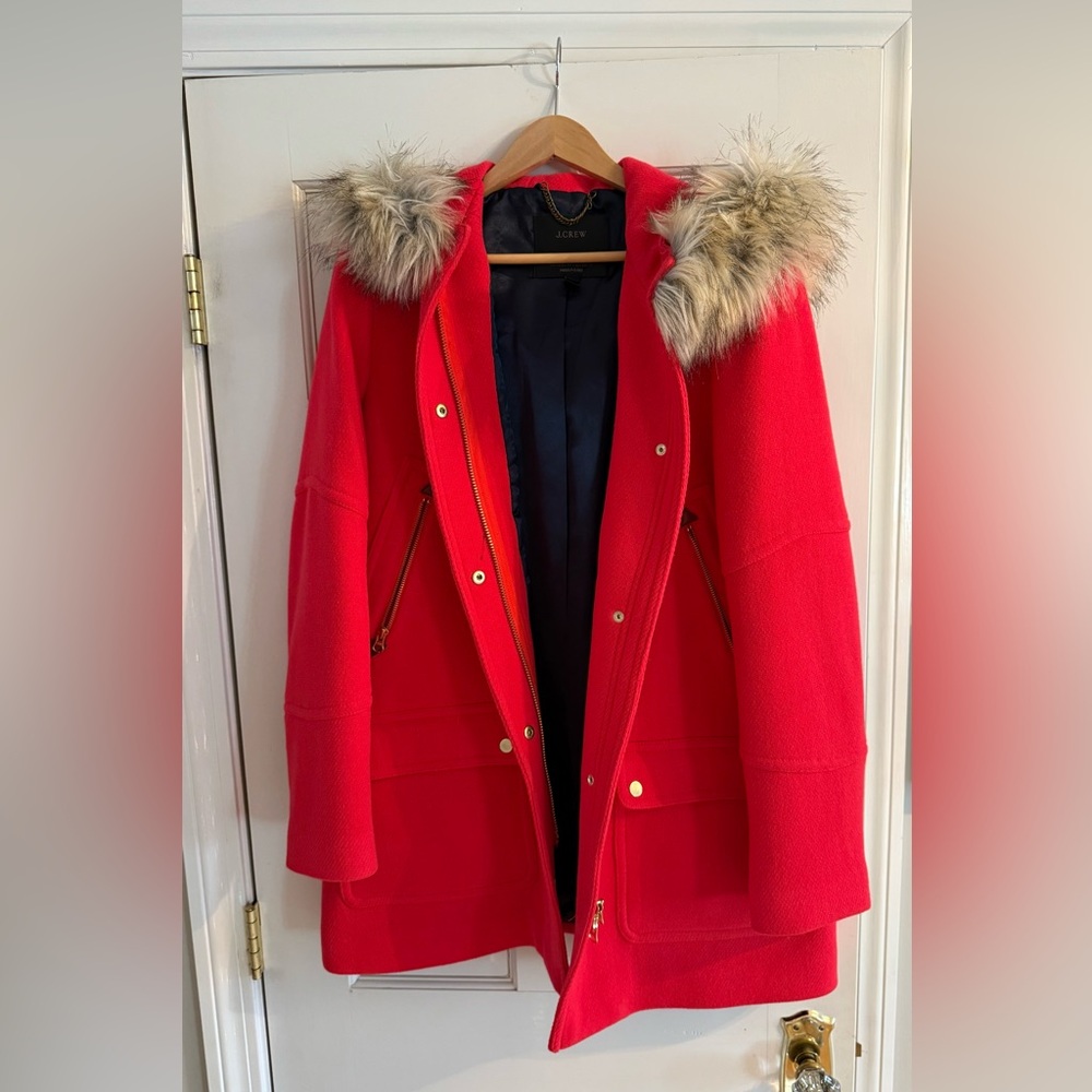 J Crew Stadium Cloth Coat - bright red - excellent condition